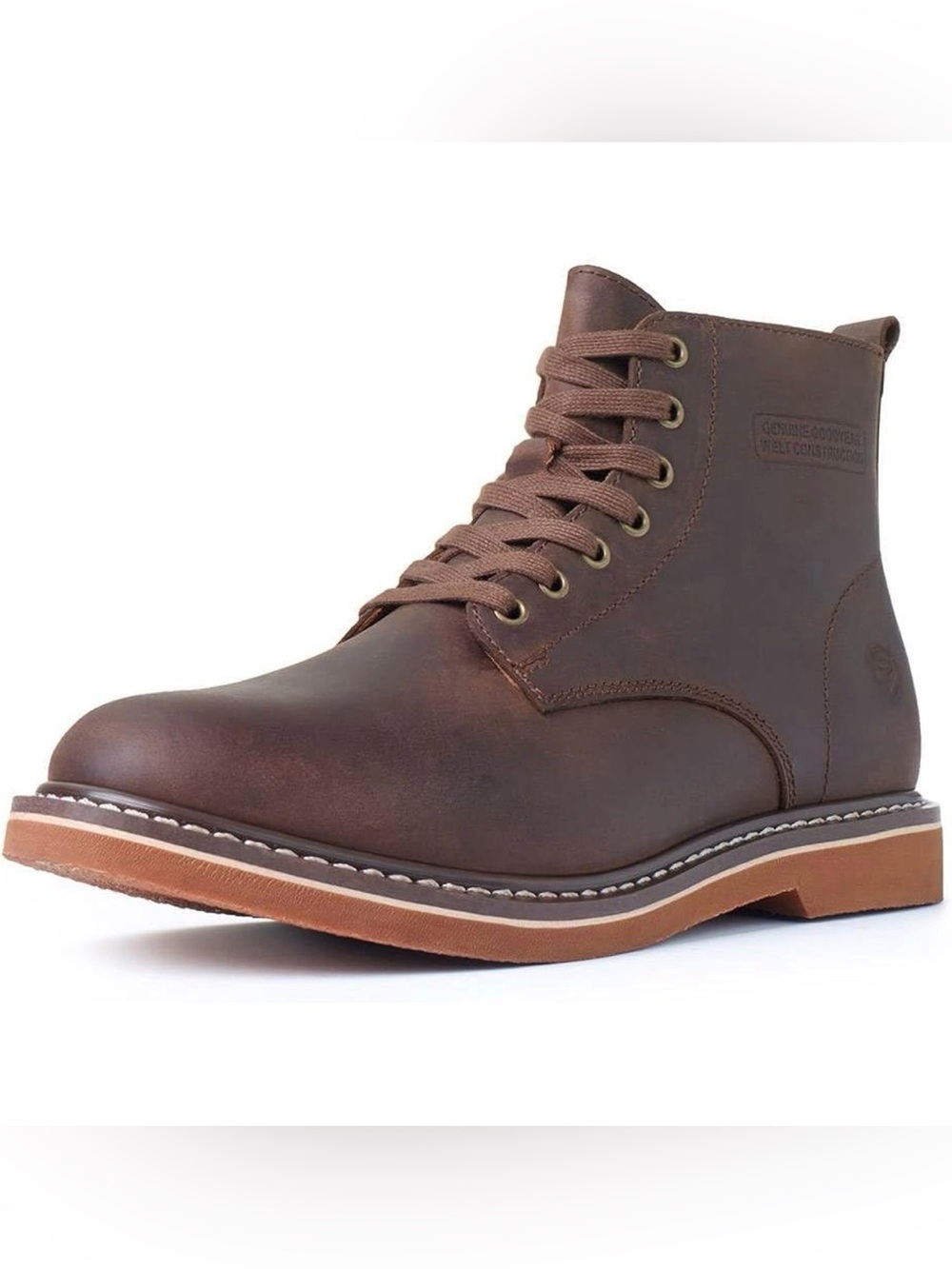 SUREWAY Men’s 6” Leather Chukka Boots Brown Soft Toe Lace Up Work Dress Size 7.5